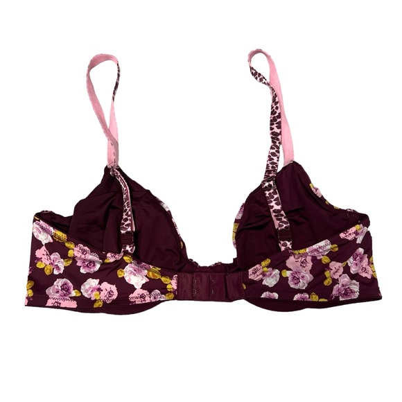 Victoria's Secret Floral Bra Unlined Demi Pink Leopard Size 36C - Picture 2 of 6